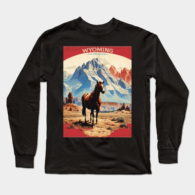 Wyoming United States of America Tourism Vintage Poster Long Sleeve T-Shirt by TravelersGems